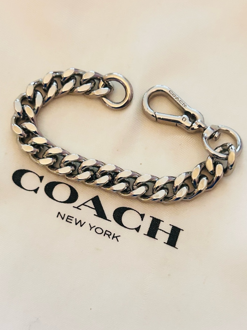 RARE Coach Signature Small Silver Tone Chain Keychain/ Bag Charm - Picture 2 of 13
